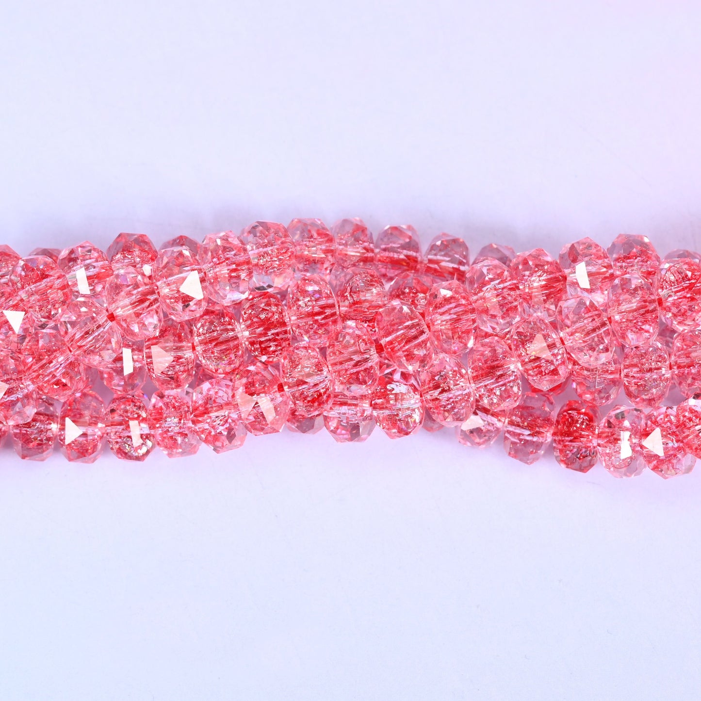 Transparent Red Faceted Rondelle Glass Beads, approximately 82 beads per strand