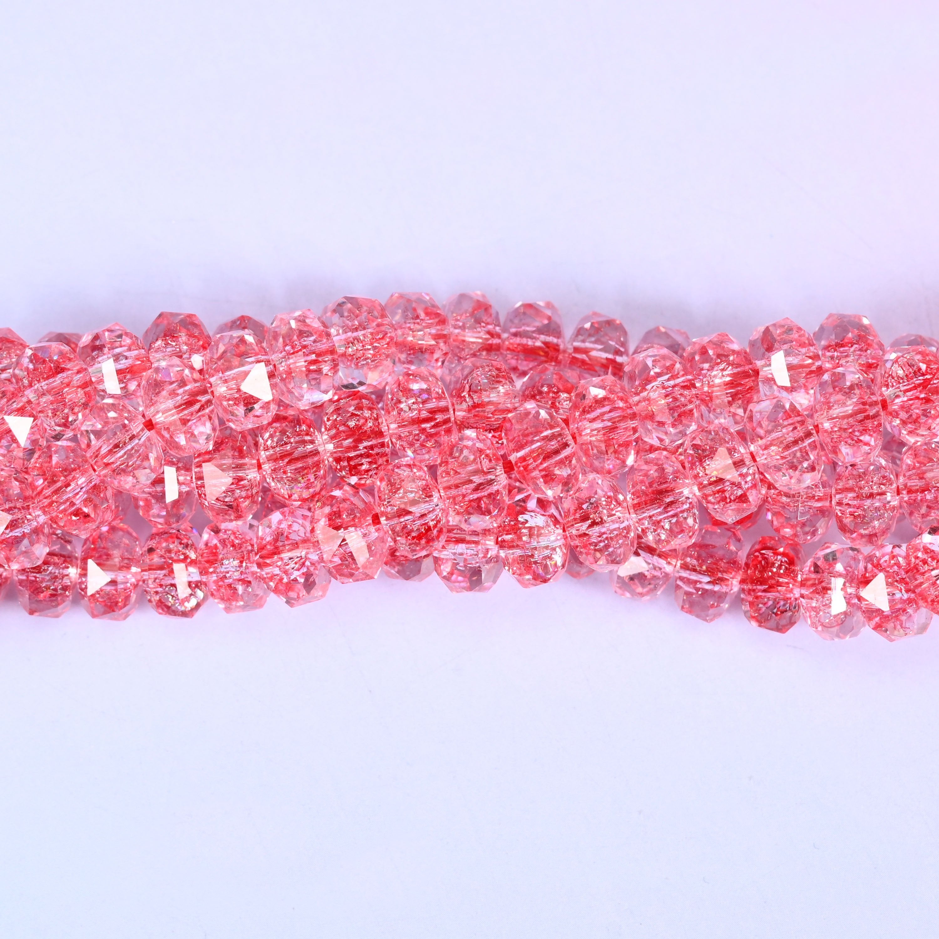 Transparent Red Faceted Rondelle Glass Beads, approximately 82 beads per strand