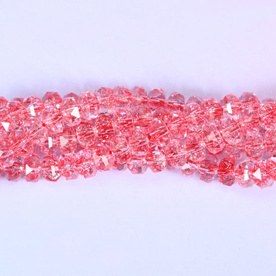 Transparent Red Faceted Rondelle Glass Beads, approximately 82 beads per strand