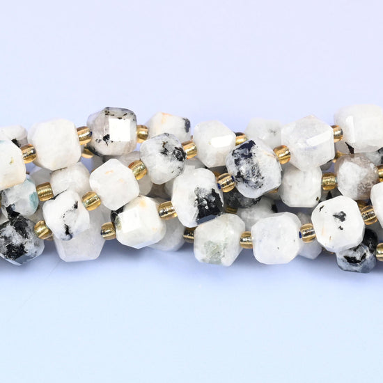 Blue Moonstone Faceted Cube Beads 6mm 8mm, 6mm approximately 43 beads / 8mm approximately 38 beads