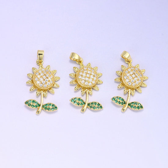 Sunflower Spinner Charm Pendant, approximately 24.0mm x 14.6mm