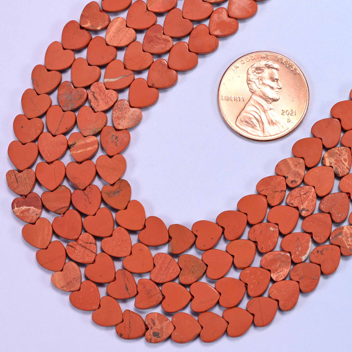 Flat heart cut red jasper beads