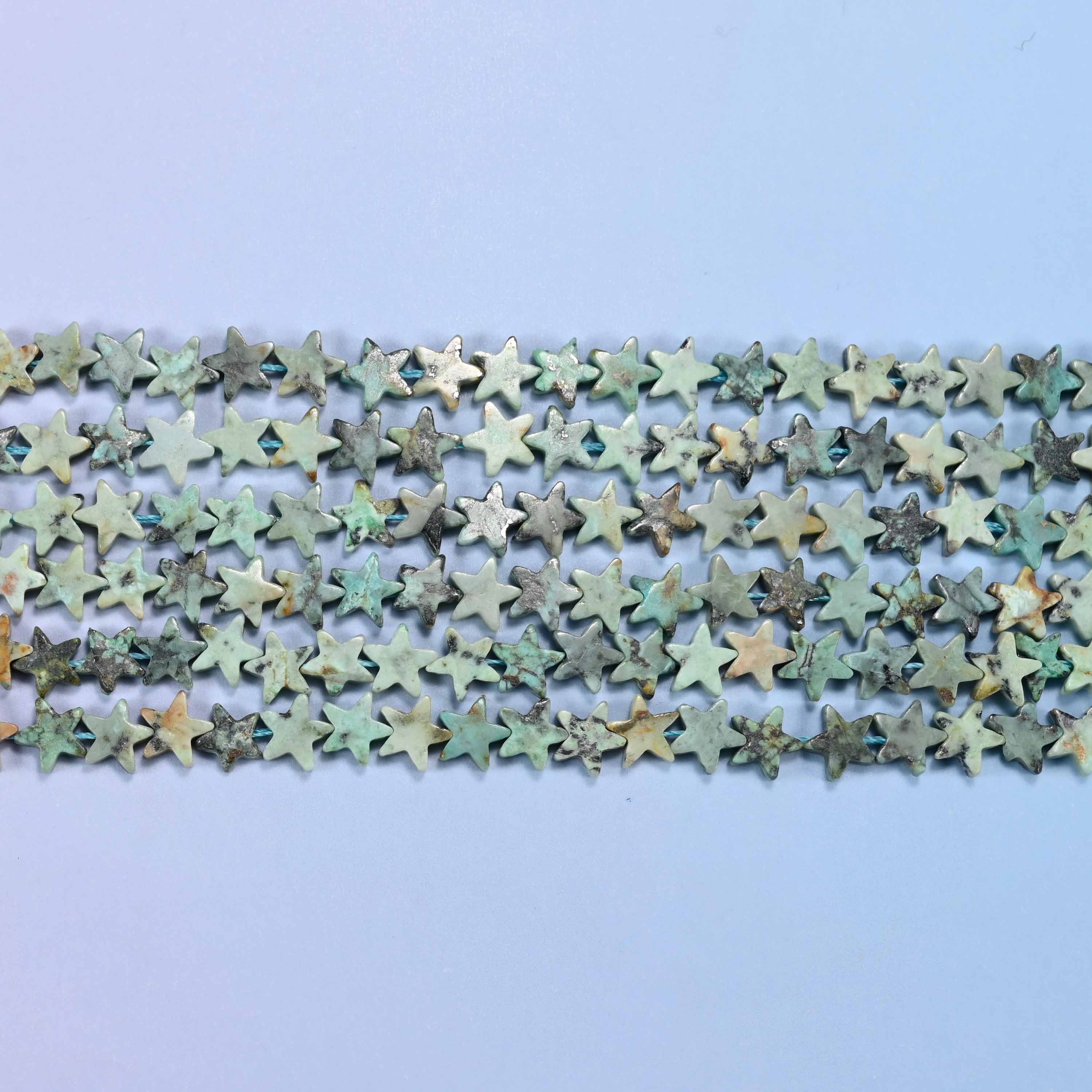 African Howlite Flat Star Beads: Size 6mm, Jewelry Making, 15 Inch Strand