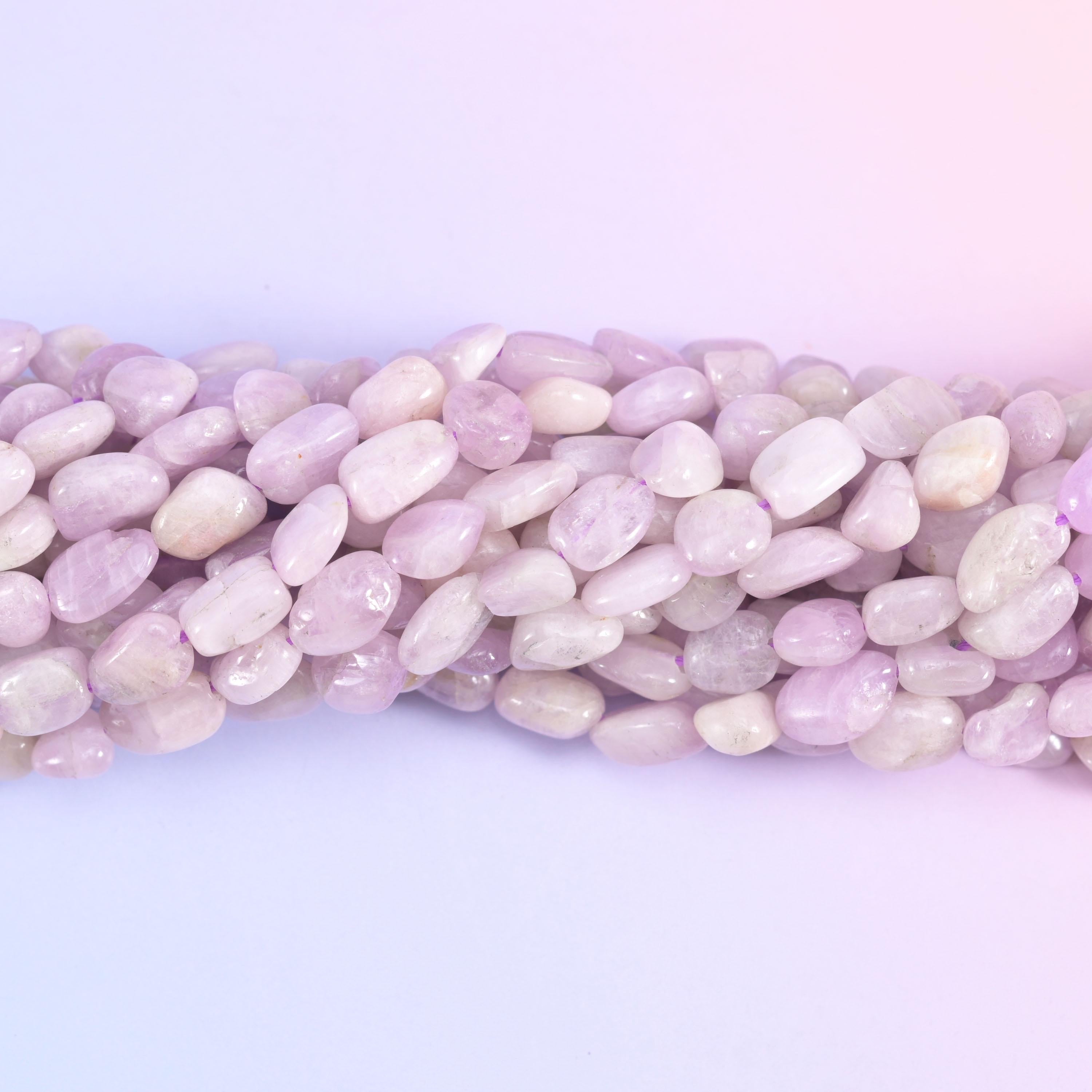 Pebble nugget cut kunzite beads