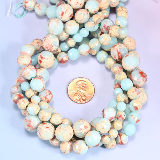 Dyed Blue Shoushan Stone Faceted Round Beads 6mm 8mm 10mm 12mm Jewelry Making 15 Inch Strand