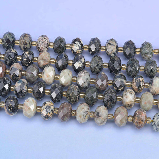 Old African Howlite faceted rondelle beads, 15.5 inch strand