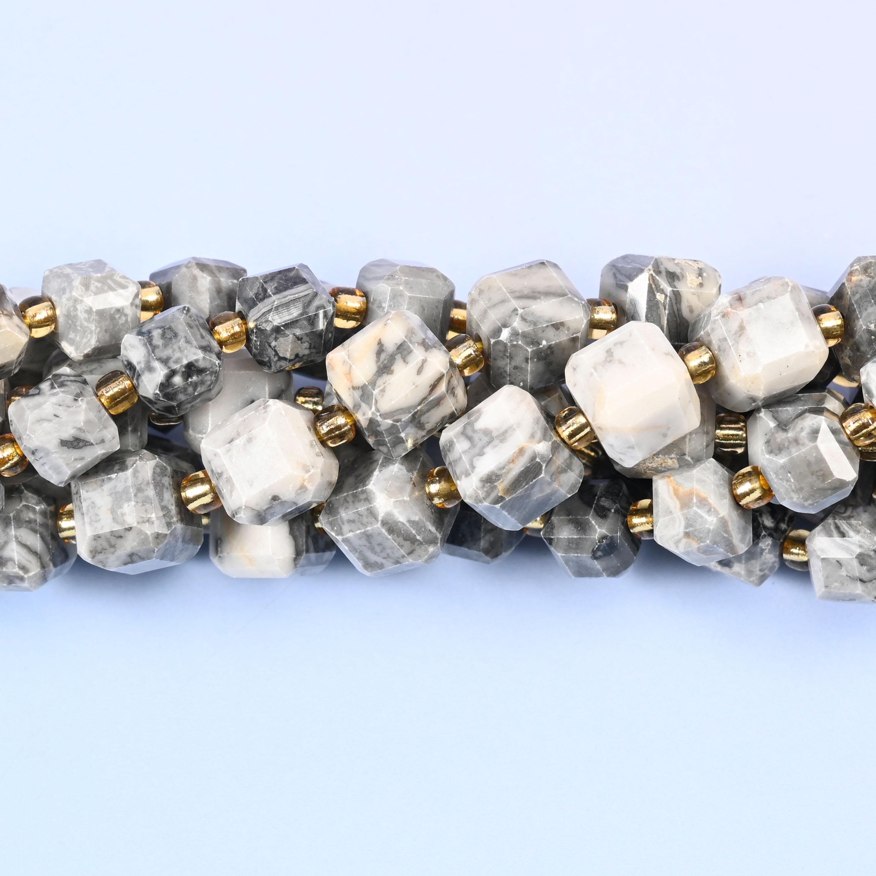 Map Jasper Faceted Cube Beads, sold per 15 inch strand