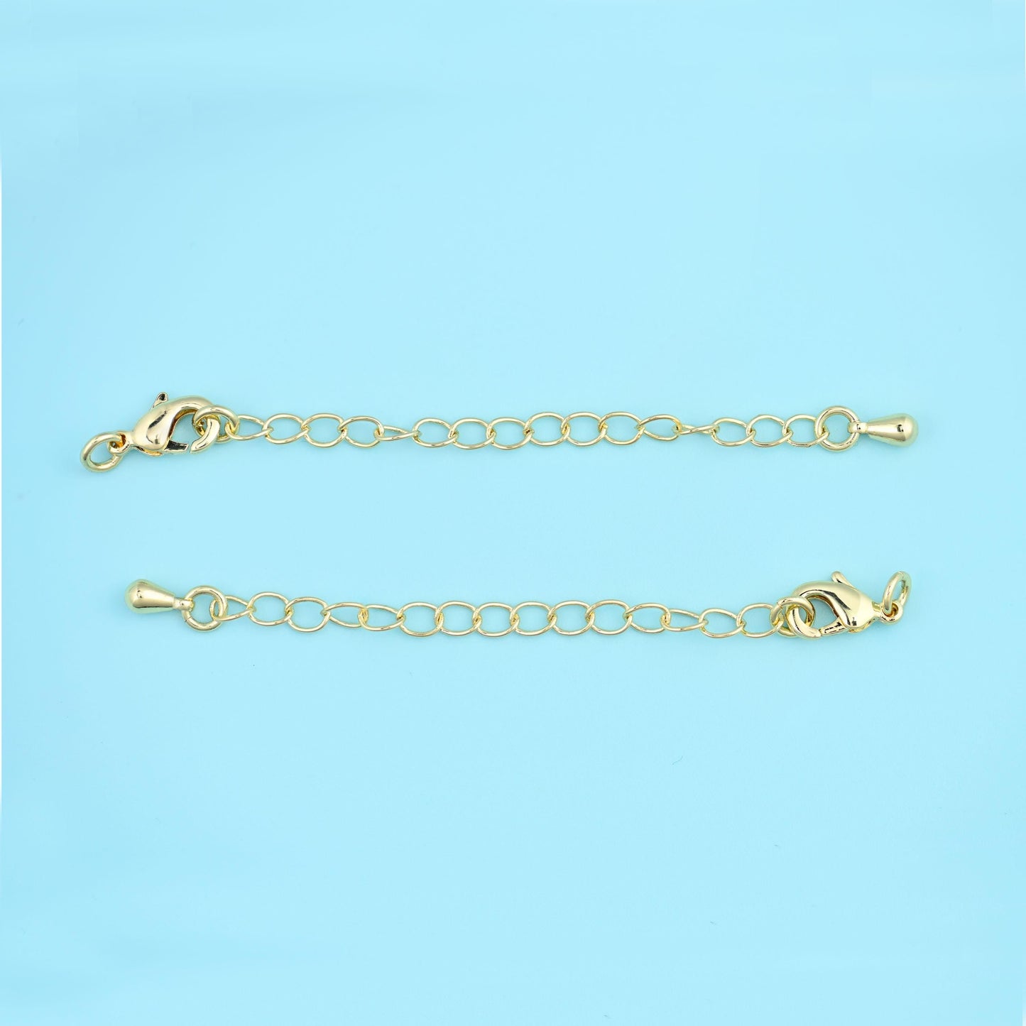 Open oval link chain with lobster clasp and end tag cut brass, 18k gold filled — lead free and nickel free beads
