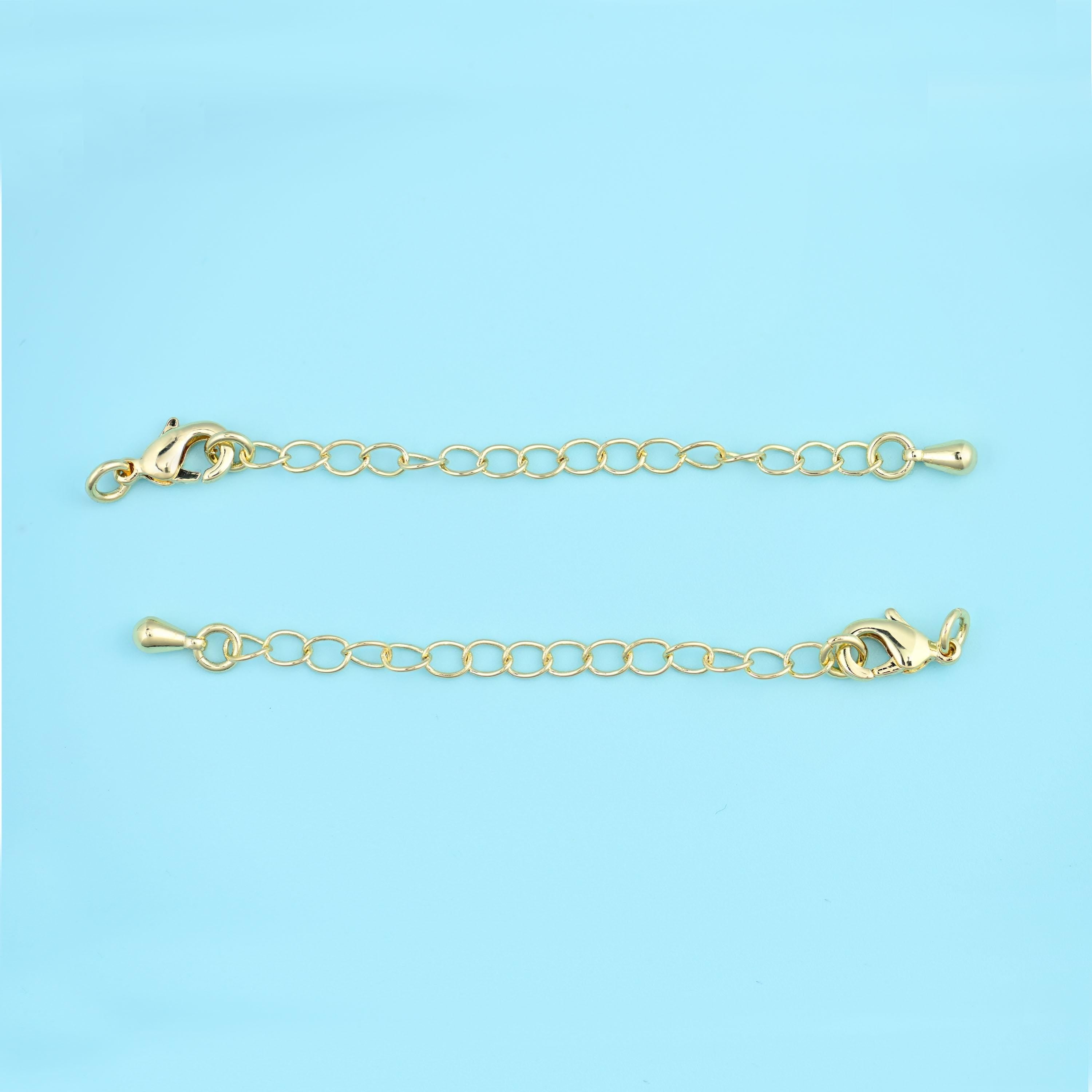 Open oval link chain with lobster clasp and end tag cut brass, 18k gold filled — lead free and nickel free beads