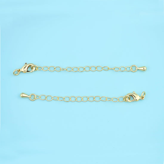 Open oval link chain with lobster clasp and end tag cut brass, 18k gold filled — lead free and nickel free beads