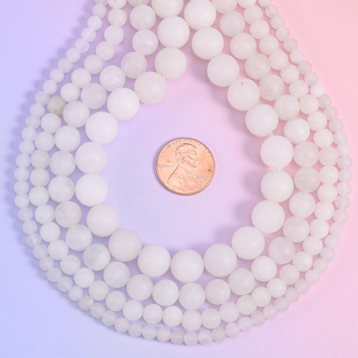 White Jade Matte Round Beads, snow-white rounds with a velvety sandblasted matte finish