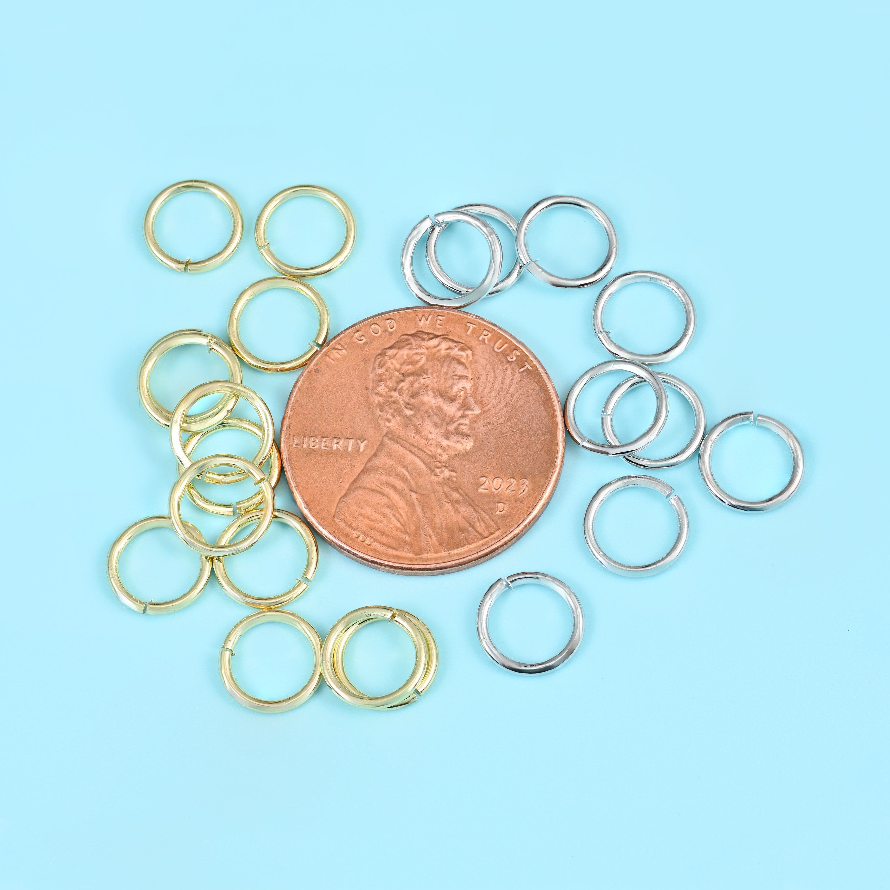 18K gold filled jump rings, sizes 3mm 4mm 5mm 6mm 7mm 8mm