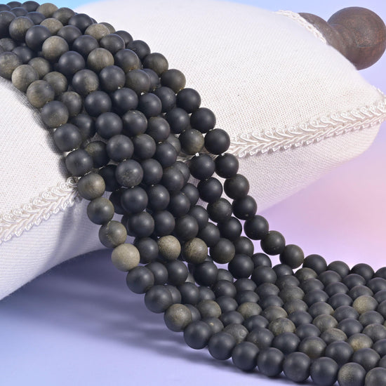 Gold Obsidian Matte Round Beads, 4mm 6mm 8mm 10mm