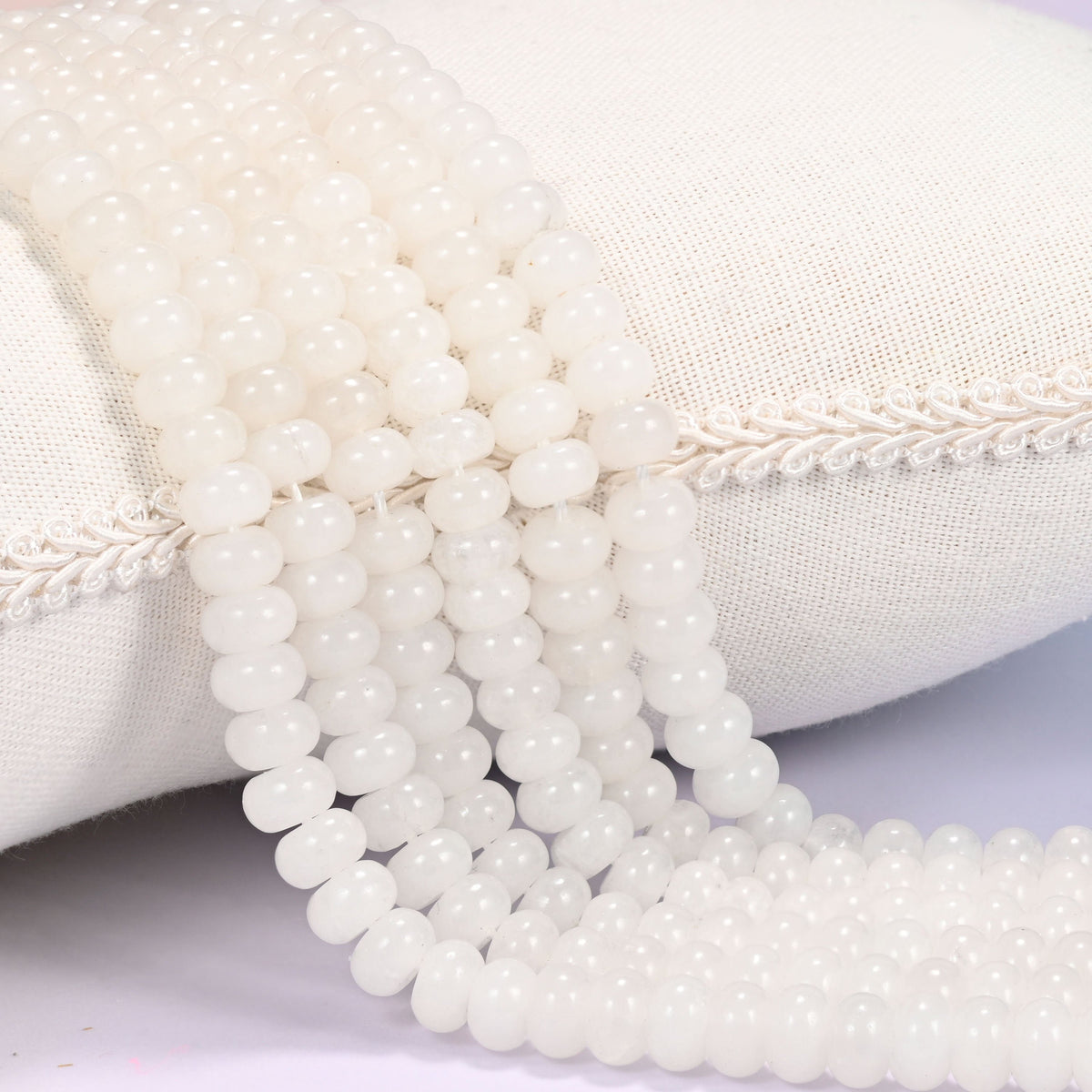 Natural White Jade Rondelle Beads, 5x8mm and 6x10mm.