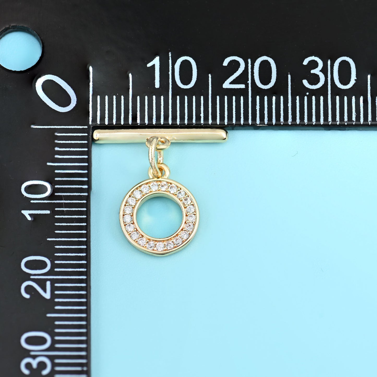 18K Gold Filled Round Zircon Toggle Lock Clasps for DIY Jewelry Making Supply