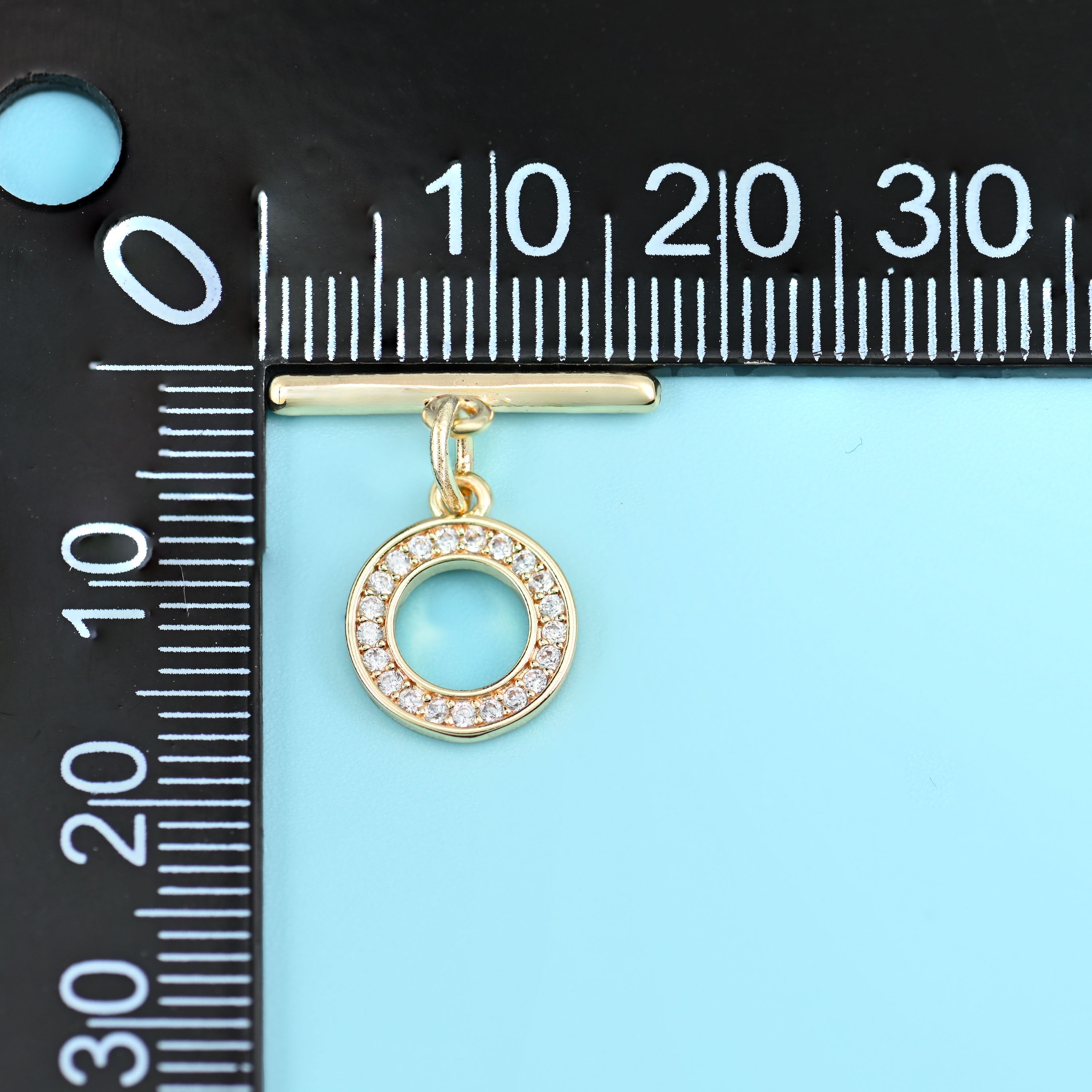 18K Gold Filled Round Zircon Toggle Lock Clasps for DIY Jewelry Making Supply