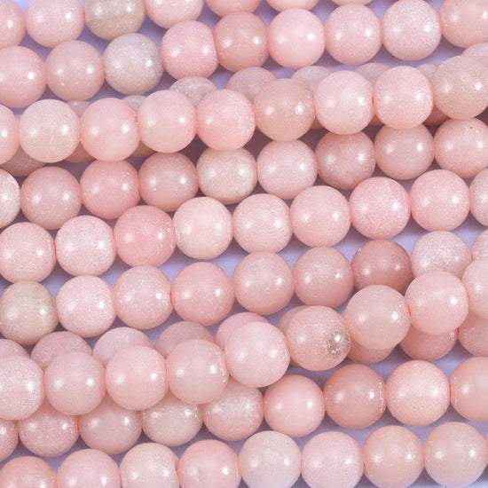 Pink Opal Color Dyed Jade Smooth Round Beads, soft opaque blush-pink rounds with a smooth polished surface
