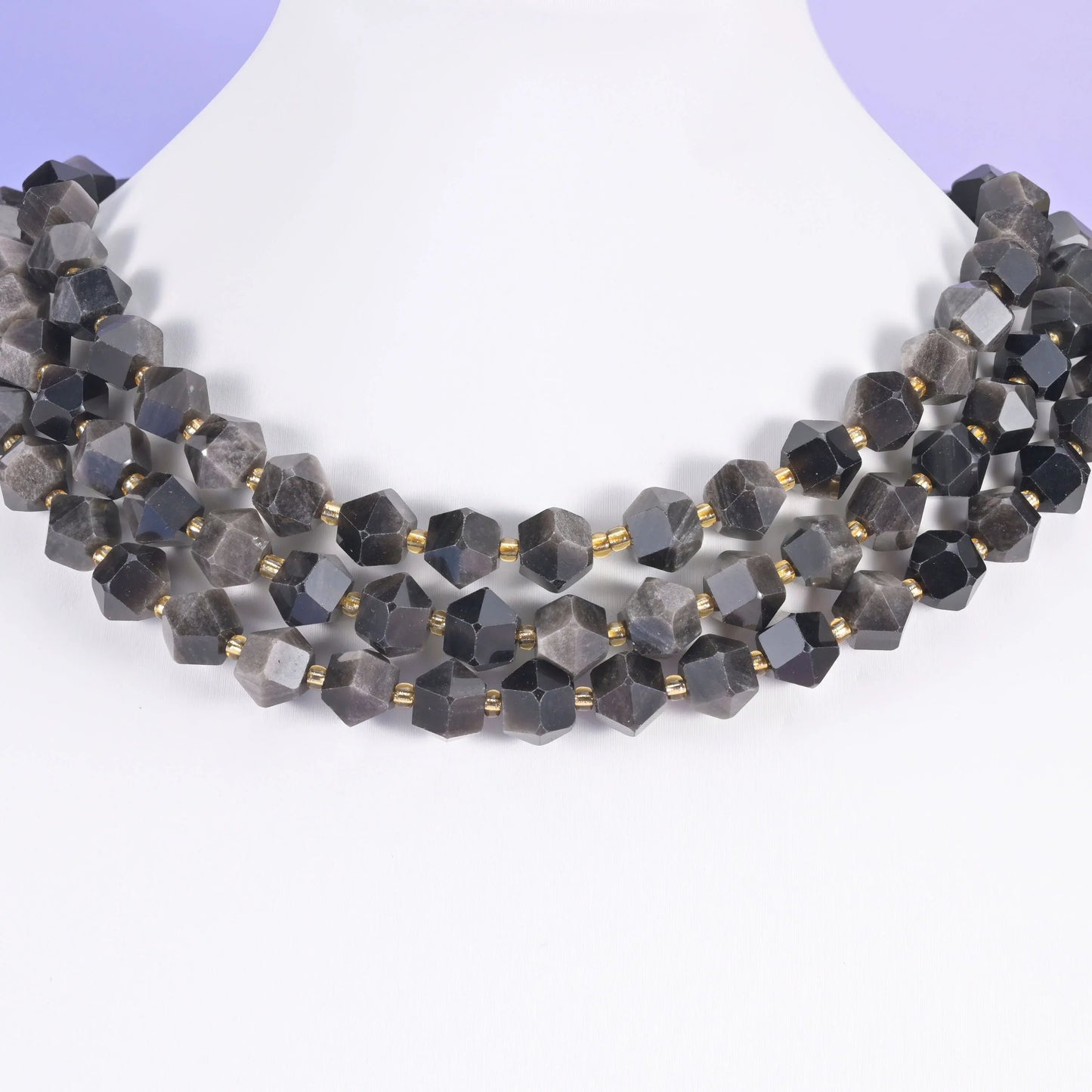 10mm faceted diamond cut beads for layered and multi-strand designs.
