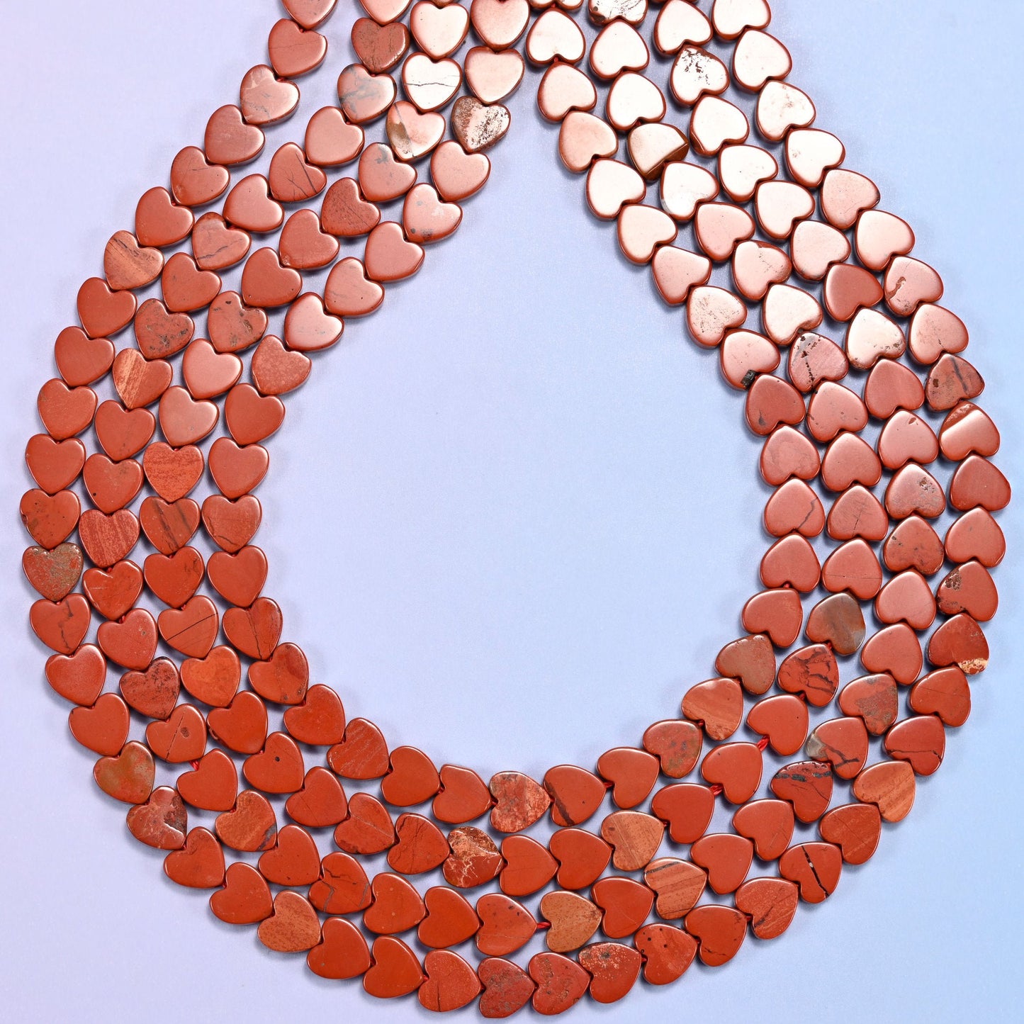 Red Jasper Flat Heart Beads, approximately 68 beads per strand