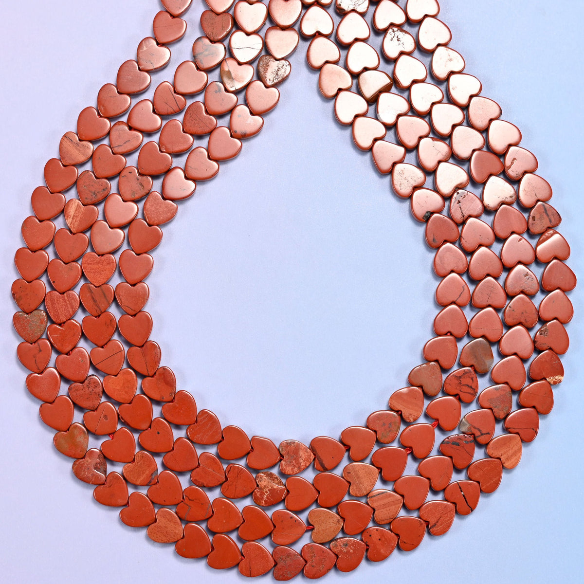 Red Jasper Flat Heart Beads, approximately 68 beads per strand