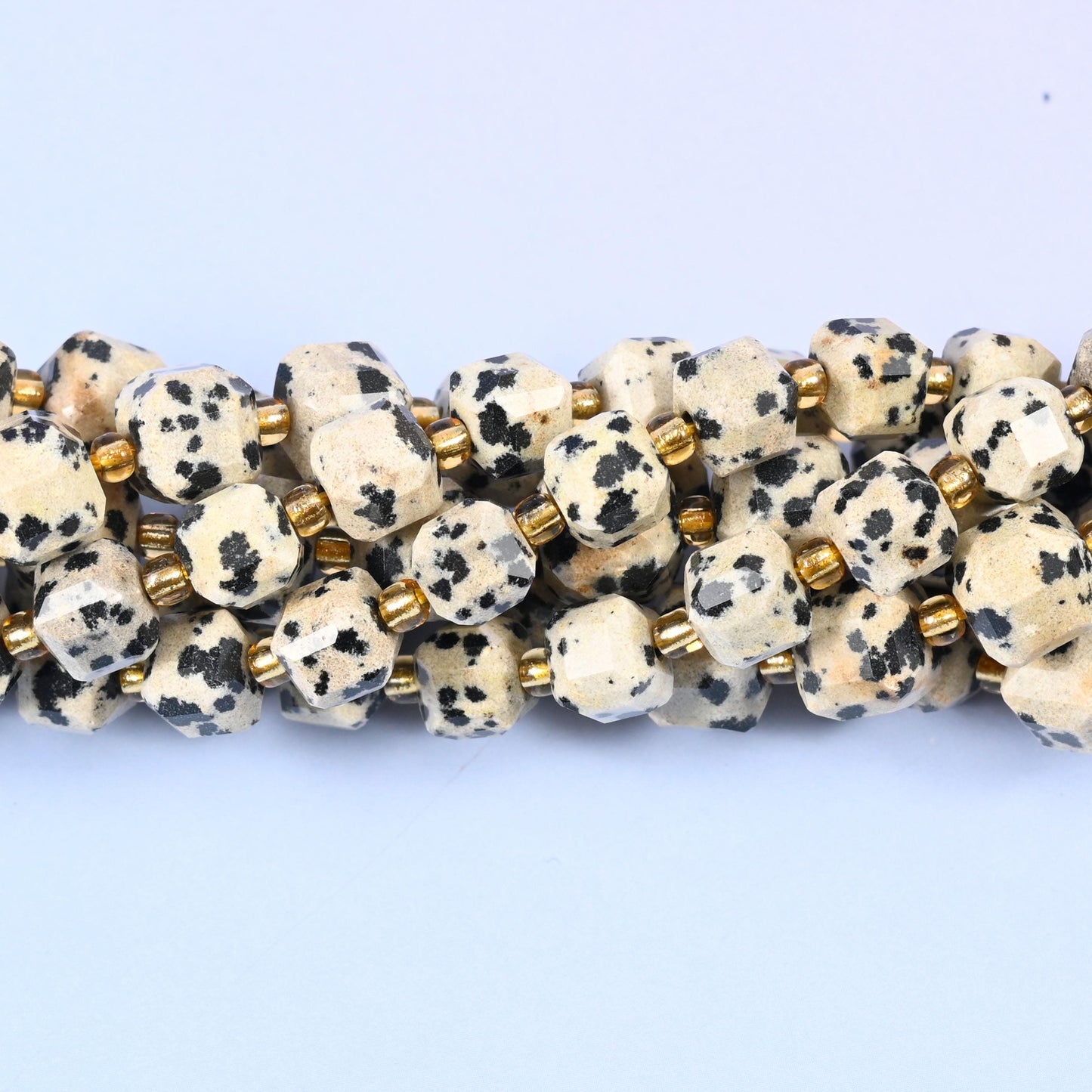 Dalmatian Jasper Faceted Cube Beads, sold per 15 inch strand