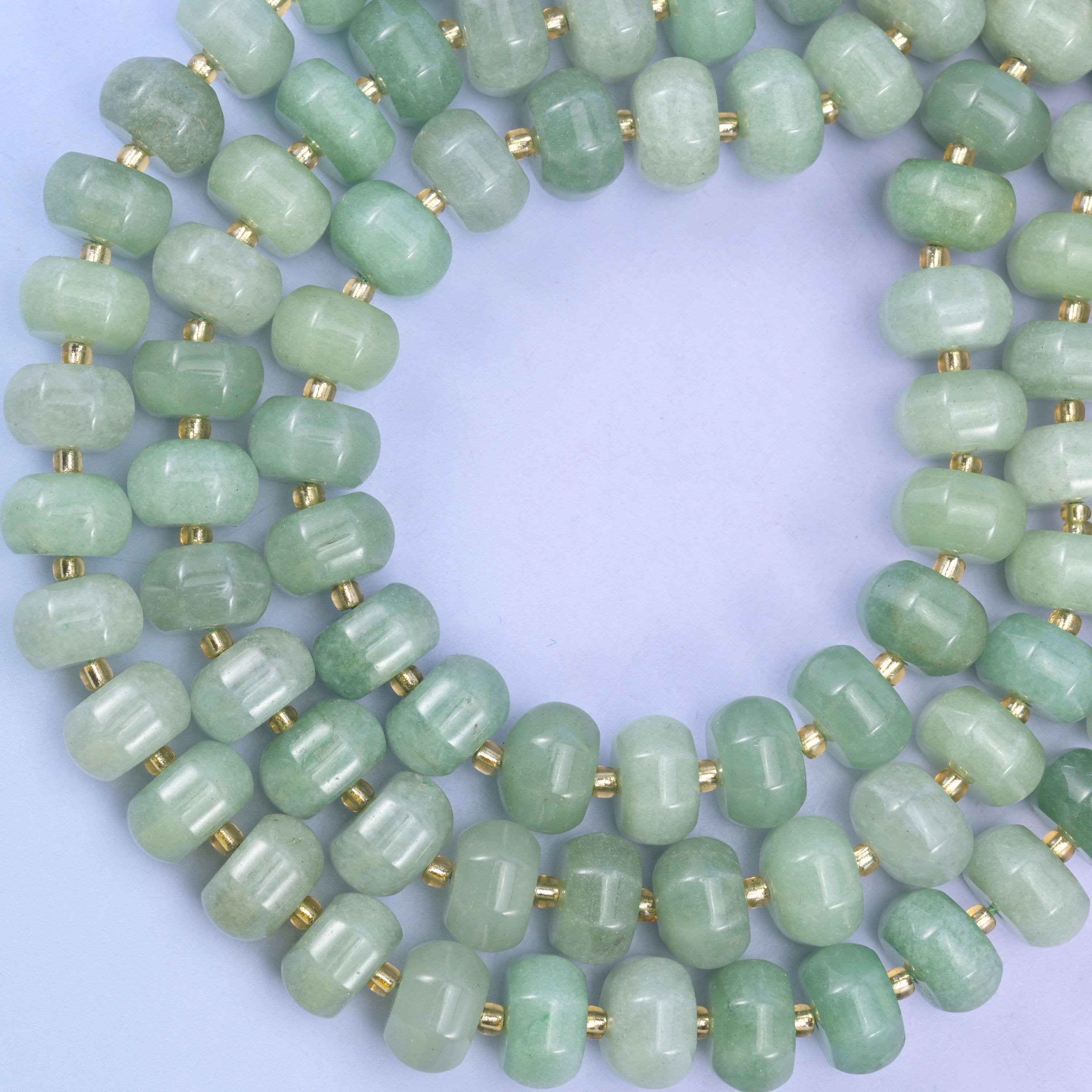 Green aventurine pumpkin beads, approximately 35 beads per strand