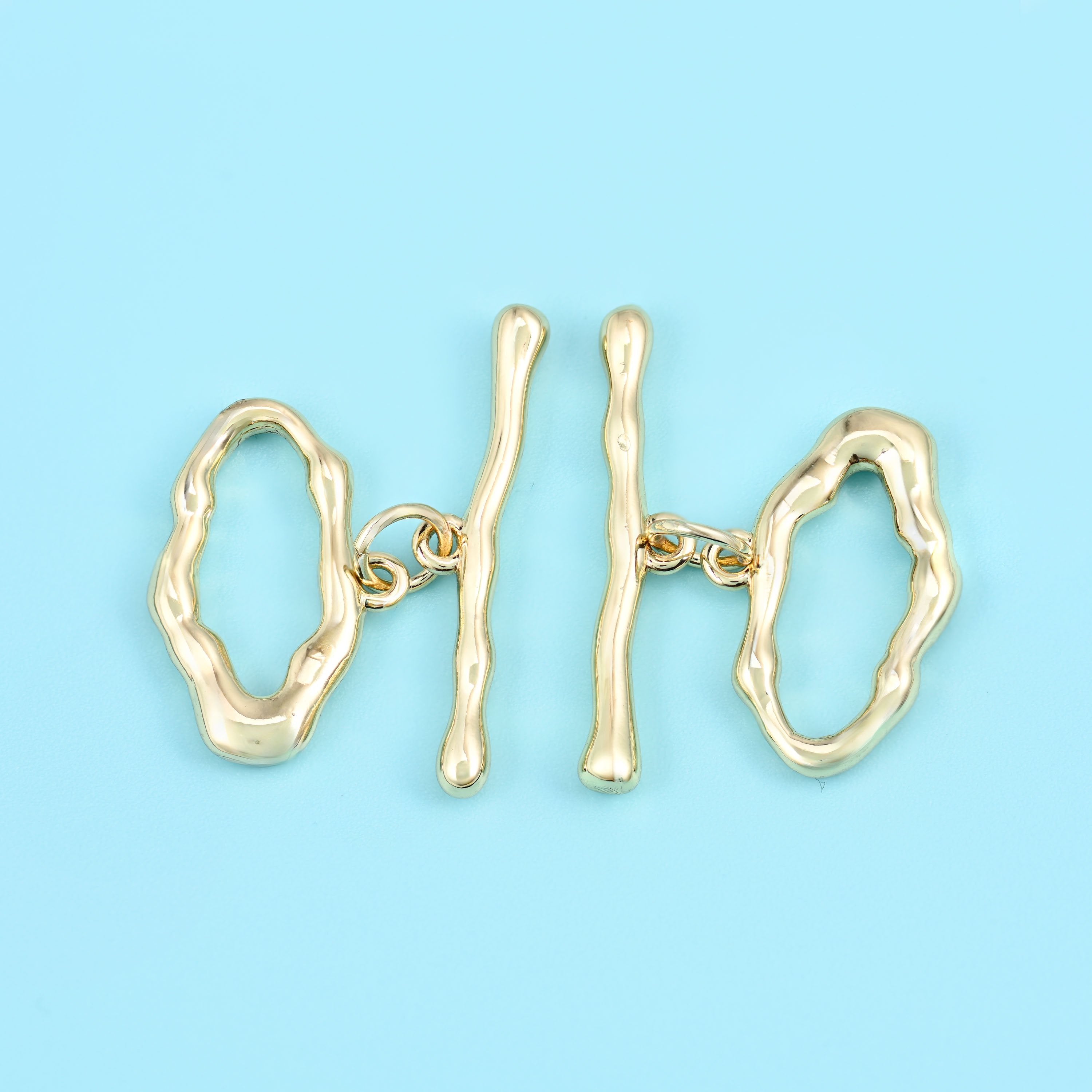 Freeform shaped toggle clasp with 18K gold filled finish