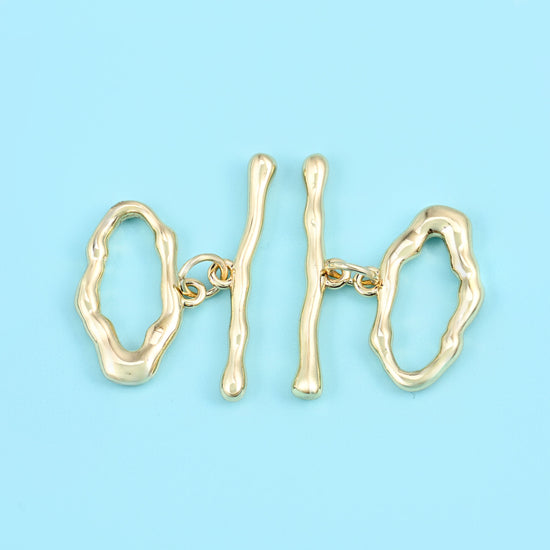 Freeform shaped toggle clasp with 18K gold filled finish