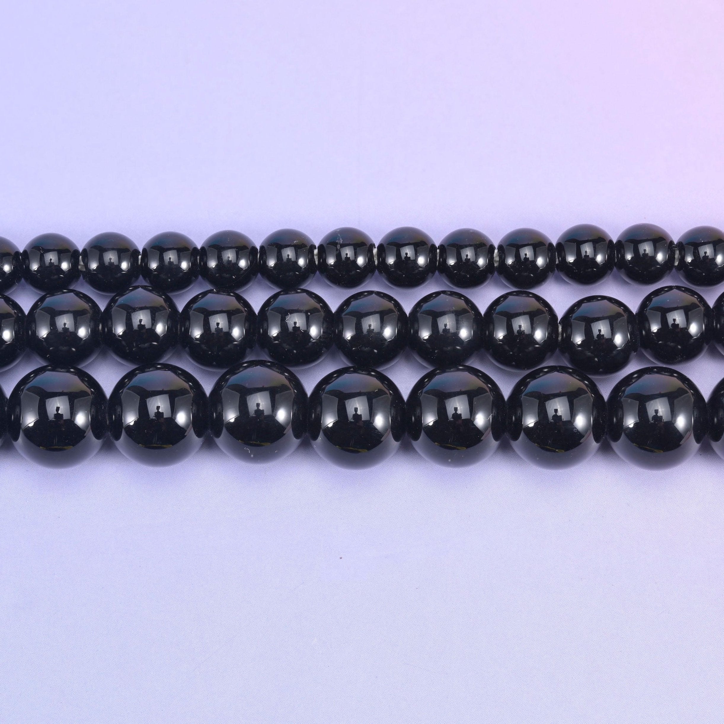 Black Onyx beads, smooth round, 6mm, 8mm, 10mm