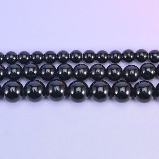 Black Onyx beads, smooth round, 6mm, 8mm, 10mm