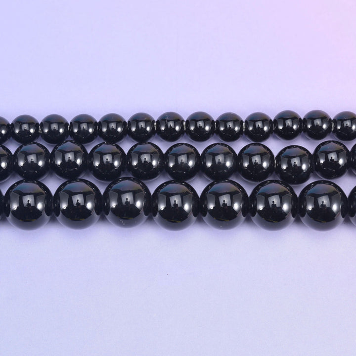 Black Onyx beads, smooth round, 6mm, 8mm, 10mm
