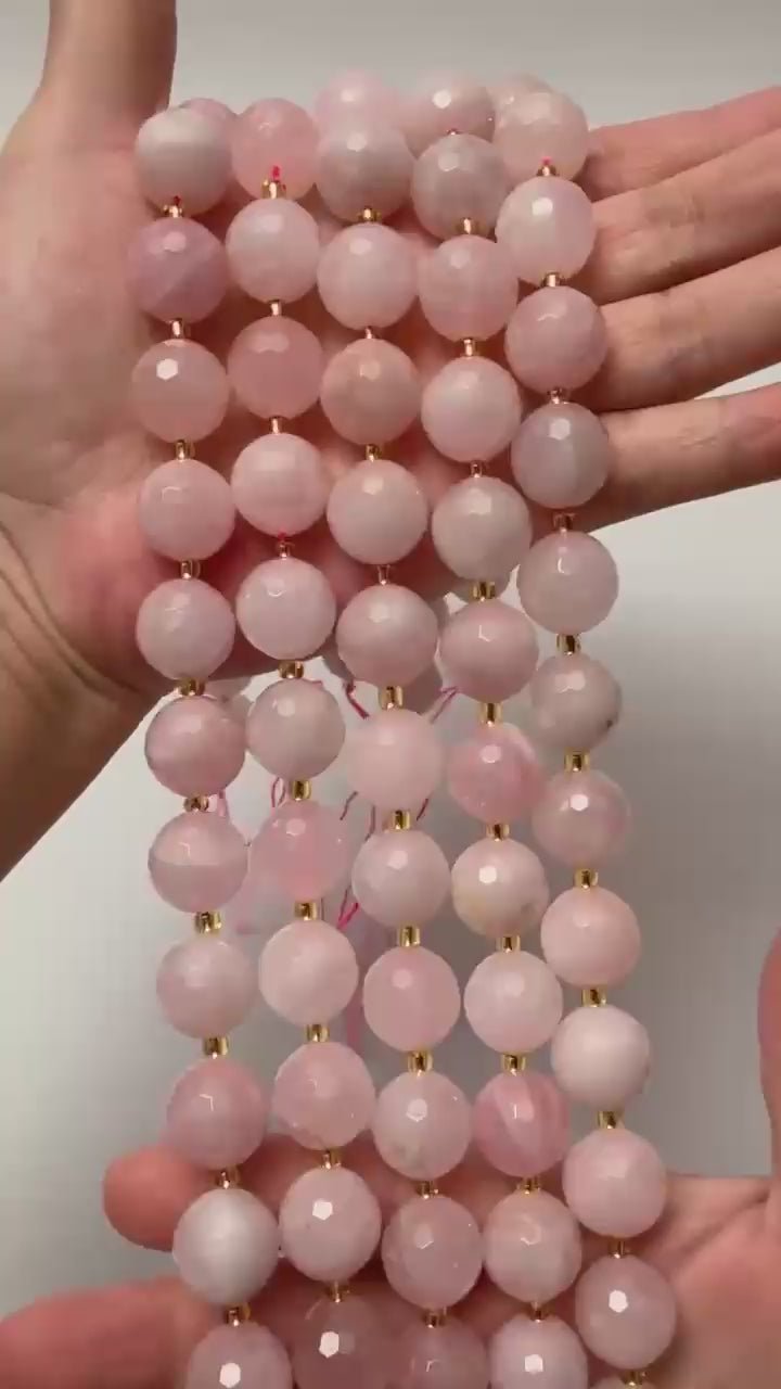 Rose Quartz Faceted Round Beads Size 16mm Jewelry Making 15 Inch Strand