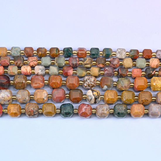Ocean Agate in an earth-and-sea palette of rust, teal and grey