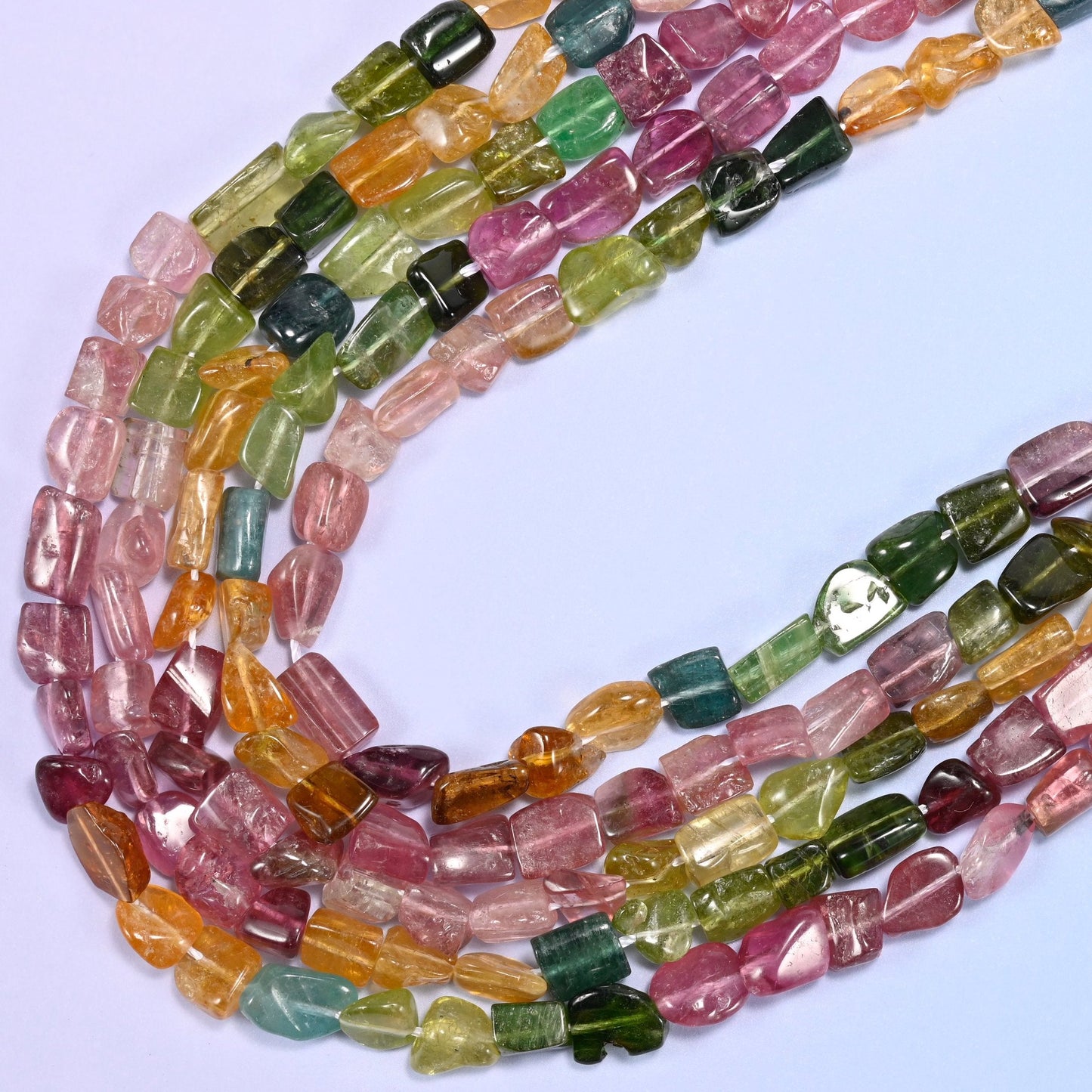 Tourmaline Irregular Freeform Nugget Beads in watermelon pink, olive green, honey gold and teal