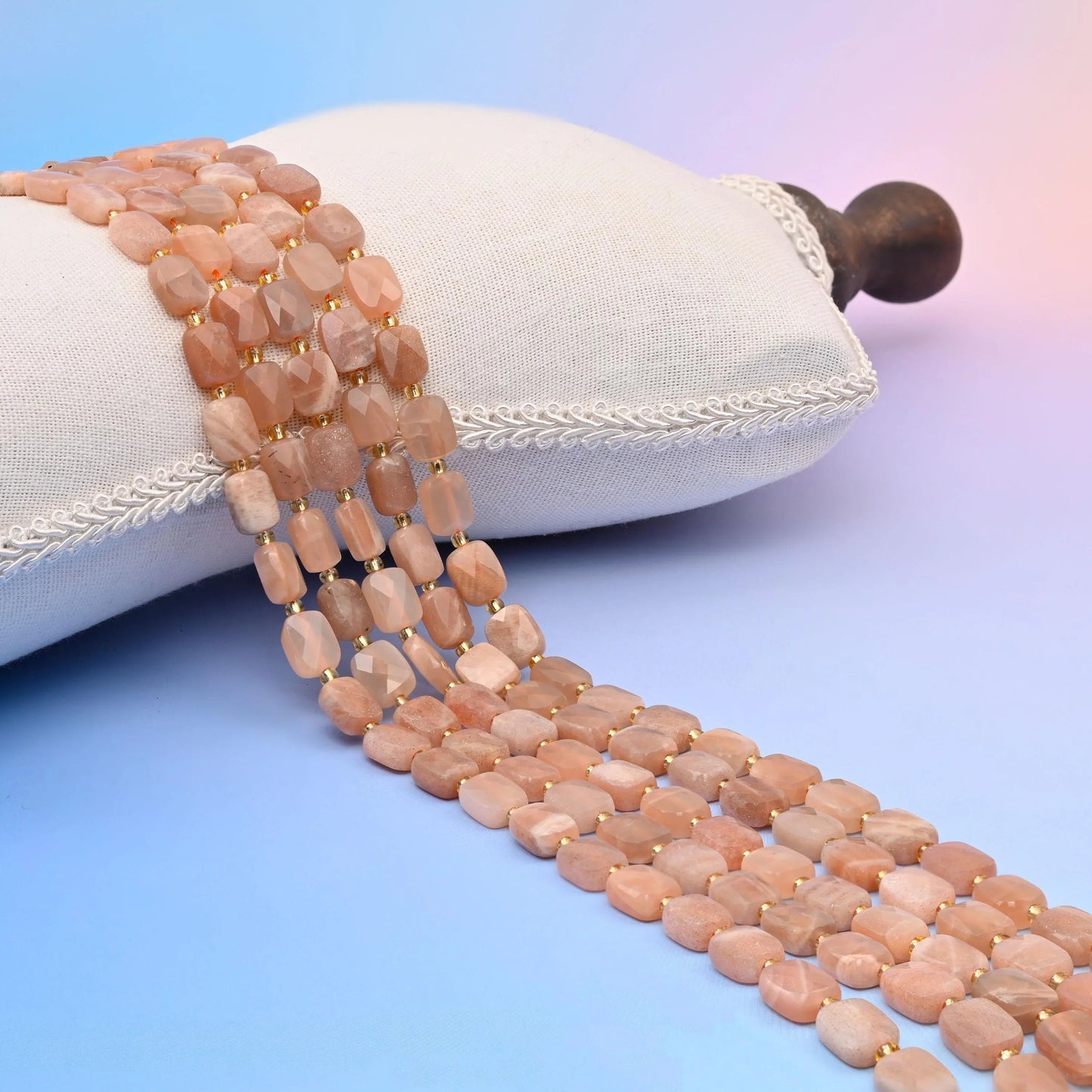 Sunstone Faceted Rectangular Beads