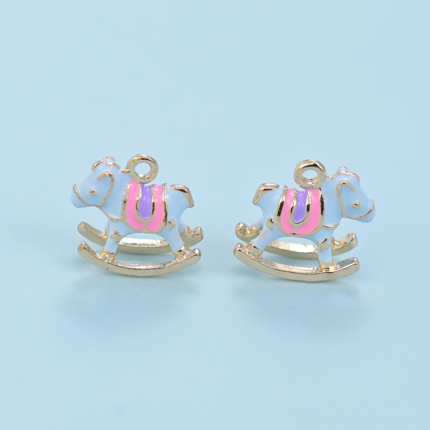 Enamel Rocking Horse Toy Charms 18K Gold Filled Size 13x12mm Jewelry Making Sold Per Piece