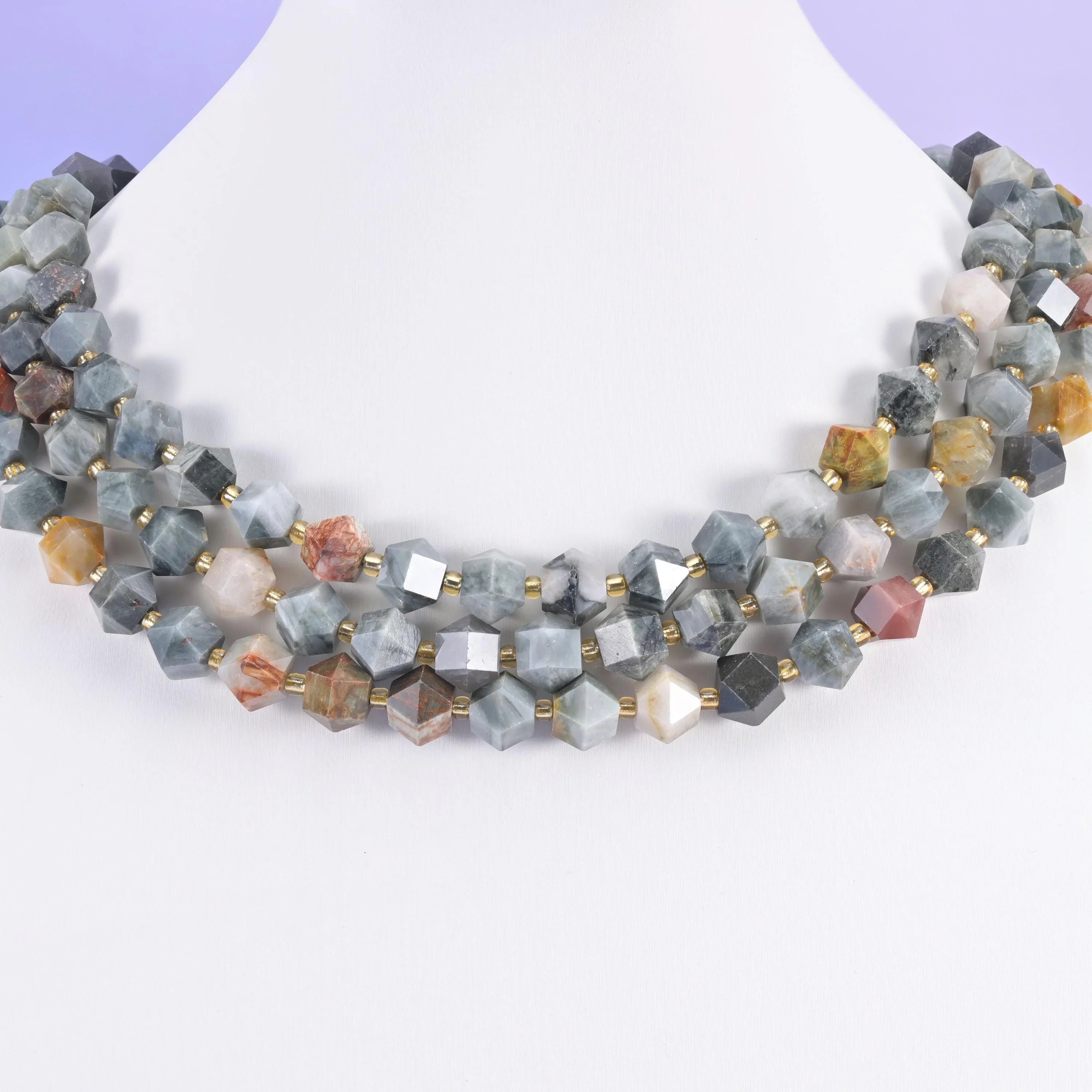 Eagle Eye Jasper beads, faceted diamond rhombus, 10mm