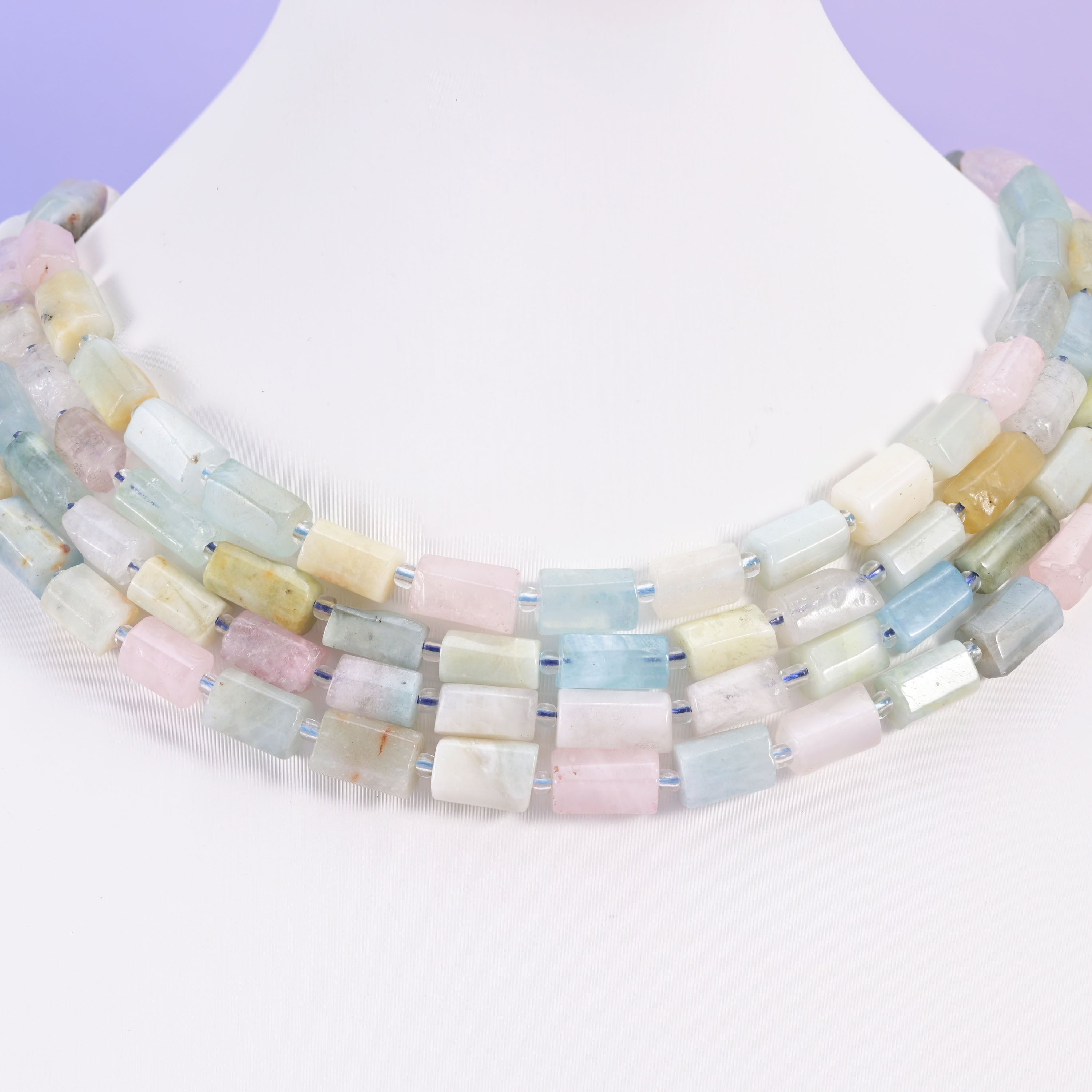 Morganite beads, faceted tube cylinder, 12x8mm