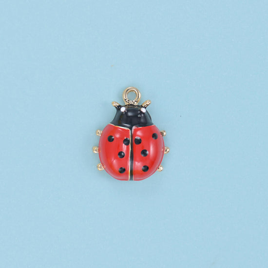 Brass, 18K gold filled, beads, lady bug, 16 x 13mm
