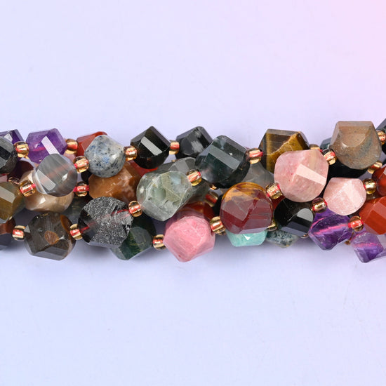 Assorted Gemstone Faceted Spiral Twist Beads 8mm 10mm, 8mm approximately 38 beads / 10mm approximately 31 beads