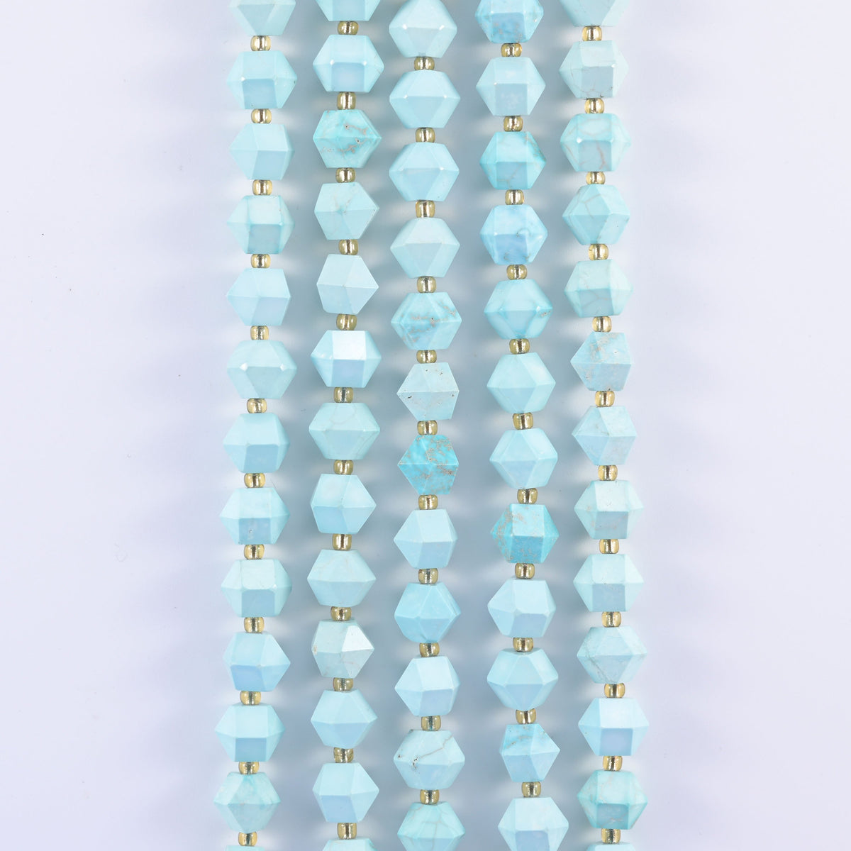 Faceted 8 Sides Diamond Rhombus Beads 10mm, eight flat planes cut around each bead.