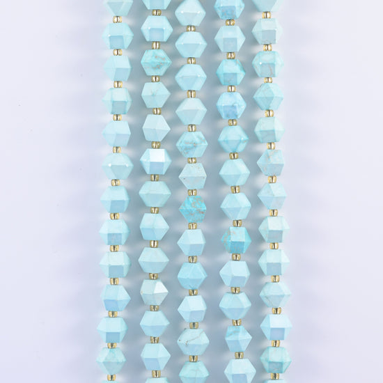 Faceted 8 Sides Diamond Rhombus Beads 10mm, eight flat planes cut around each bead.