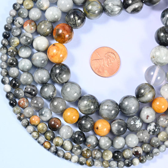 Eagle Eye Jasper Round Beads, sold per 15 inch strand