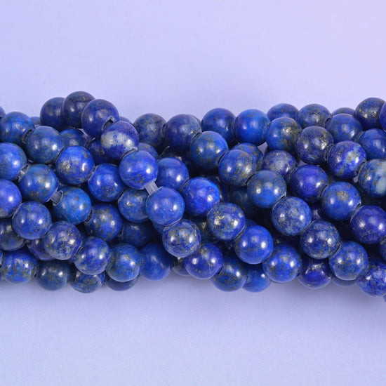 Lapis Lazuli 2mm Large Hole Round Beads 6mm 8mm 10mm, 8 inch half strand