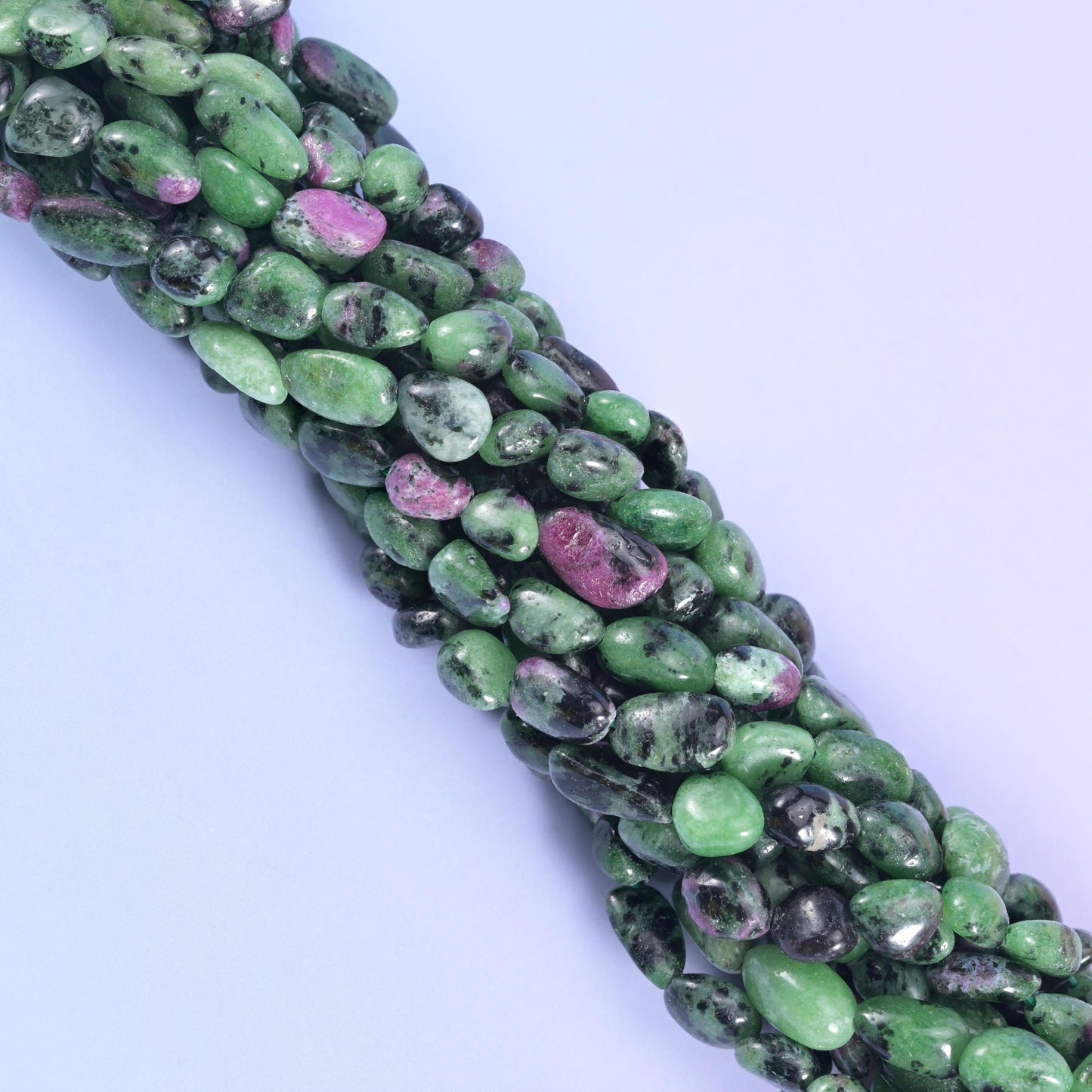 Ruby zoisite pebble nugget beads, approximately 48 beads per strand