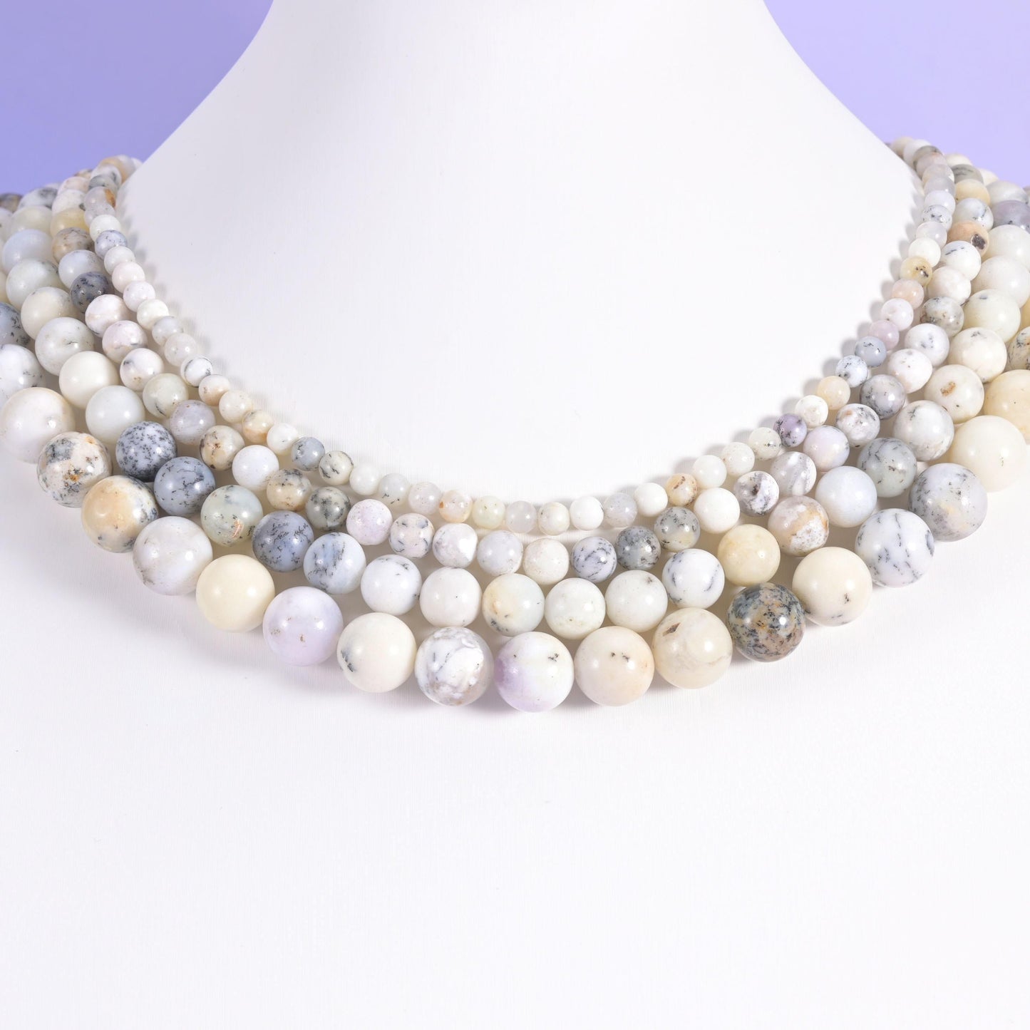 White opal beads, smooth round, 4mm, 6mm, 8mm, 10mm
