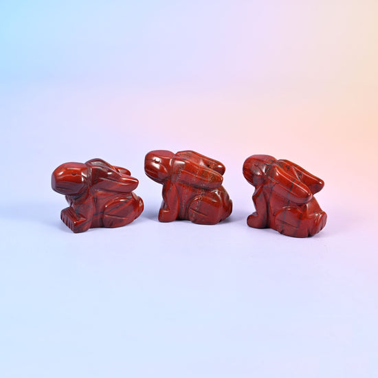 Carved gemstone bunny figurine, polished on all sides, about 1.0 oz, sold per piece