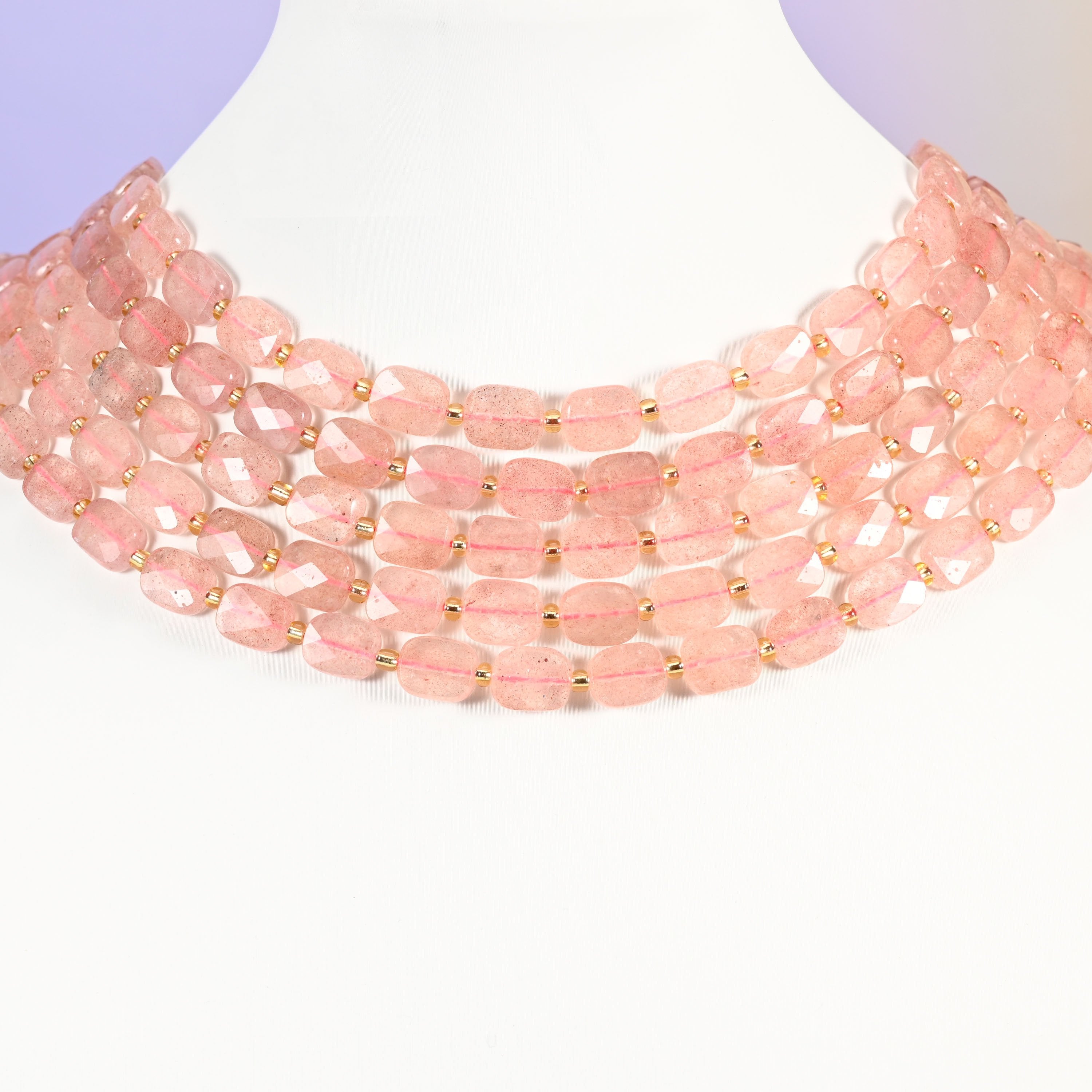 Strawberry quartz beads, faceted rectangle, 10x8mm