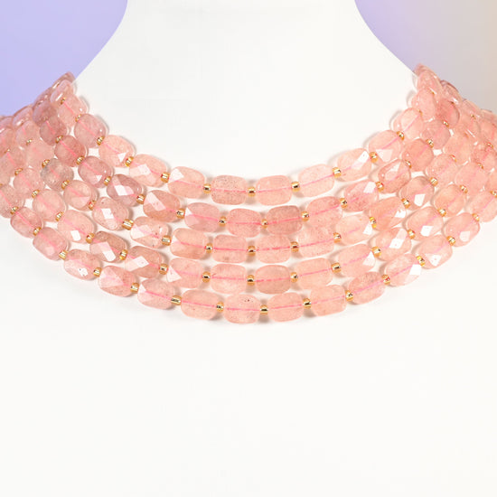 Strawberry quartz beads, faceted rectangle, 10x8mm