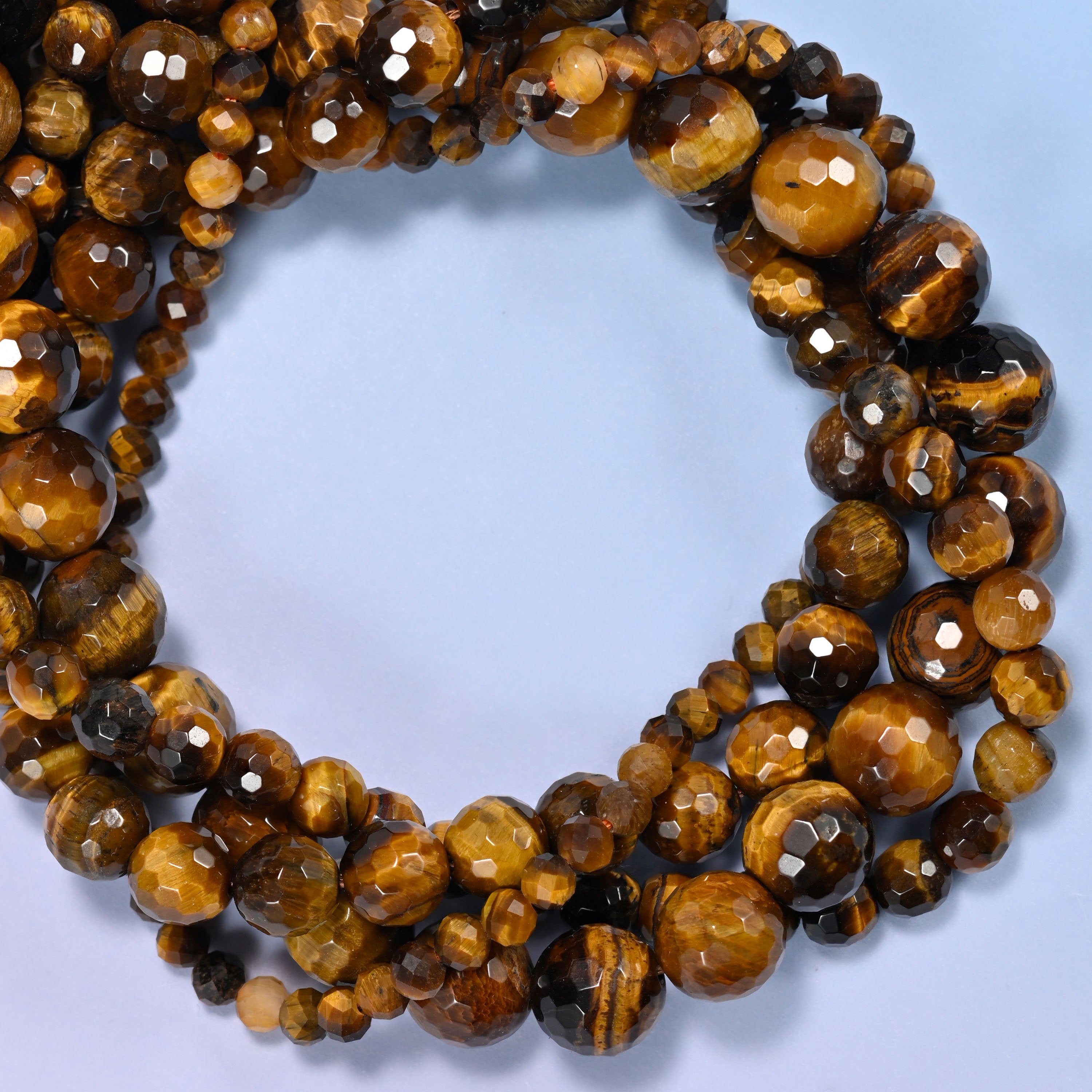 Tiger Eye Faceted Round Beads: Jewelry Making, 15 Inch Strand